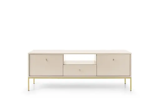 Тумба під телевізор Perfect Home Моно / Mono 2-дверна з 1 шухлядою та золотими ніжками MRTV154 Беж пісочний (PFH-091201) - фото 4