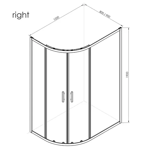 Душевая кабина угловая RJ 120x80 раздвижная прозрачное стекло 8 мм с покрытием Nano с ПВХ-подиумом и полочкой хром K9177-FBM-1018 right, Правая, прозрачная, хром - фото 2