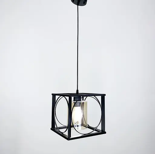 Підвісний світильник в металевому чорному каркасі Line.F Колір плафона Графітовий - фото 6