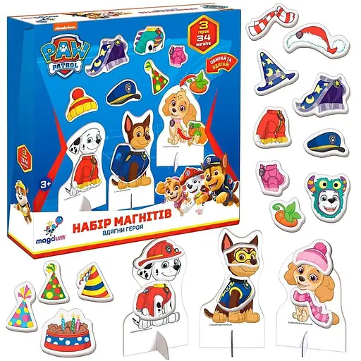 Детский набор магнитов Щенячий патруль: Одень героя ML4034-13, 3 героя 34 магнита - фото 2