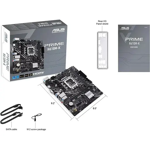 Материнская плата Asus Prime H610M-K s1700 H610 2xDDR5 M.2 HDMI D-Sub mATX - фото 2