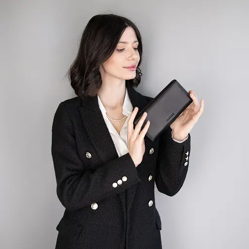 Гаманець жіночий шкіряний Fuerdanni 1180 чорний на магнітах - фото 2