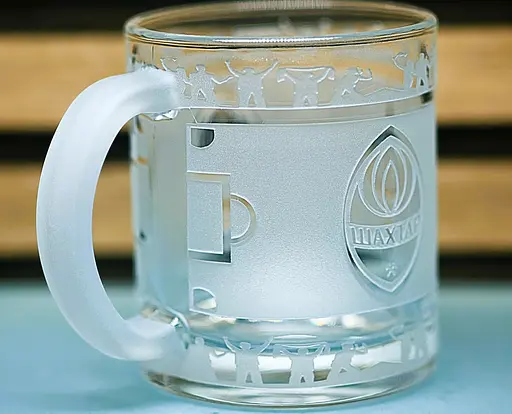 Скляна чашка 320 мл ФК Шахтар Донецьк  з гравіюванням подарунок для фаната ФК  футбольна кружка кругова - фото 2