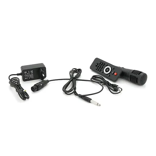 Потужна акустична система з підсвічуванням ZXX - 7373, 400W, Дротовий мікрофон, вбудований акум 12В 7А, живлення 220в, Black, Box - фото 6