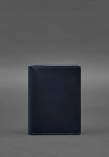 Кожаная обложка-органайзер для документов 6.1 темно-синий краст - фото 2