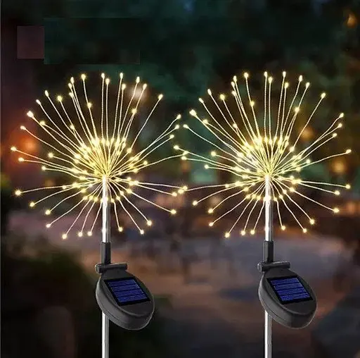 Фейерверки на солнечных батареях 120LED теплый белый - фото 2