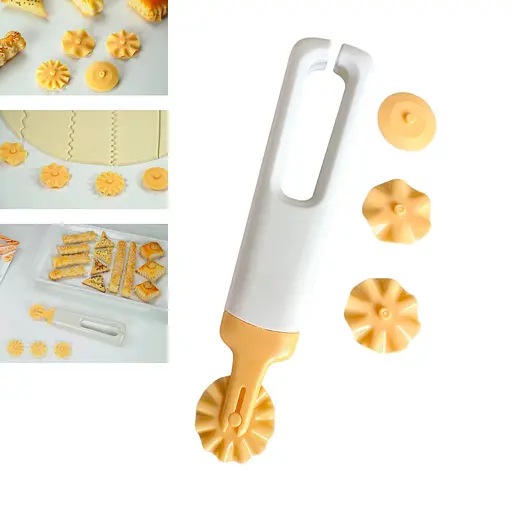 Ролик ніж для тіста зі змінними дисками коліщатками 15.5 см, A-plus Білий 85066 - фото 2