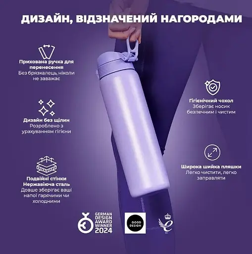 Пляшка для води ION8 металева вакуумна 920 мл Vacuum Insulated Periwinkle (I8TS1000PERI) - фото 4