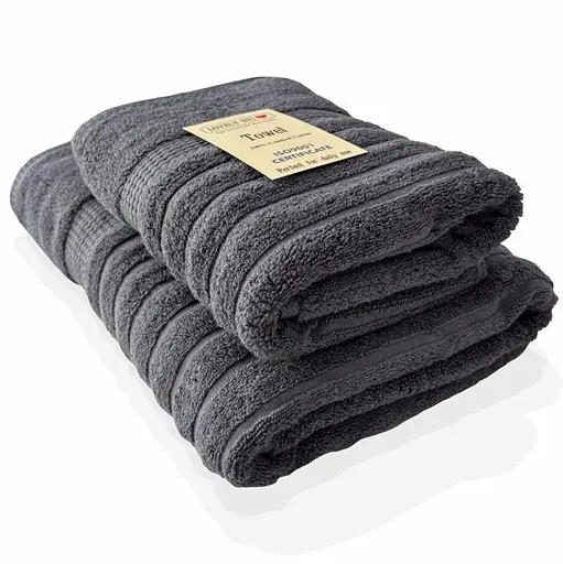 Набір 2 жакардові рушники Lovely Svi для ванної, на подарунок, 70 х 140 см и 50 × 90 см Oxford Stripe сірий (341124) - фото 1