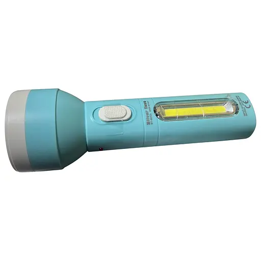 Акумуляторний потужний ручний ліхтар прожектор 2в1 Silver Toss ST-8652 + COB 4 режими Блакитний 88230 - фото 1