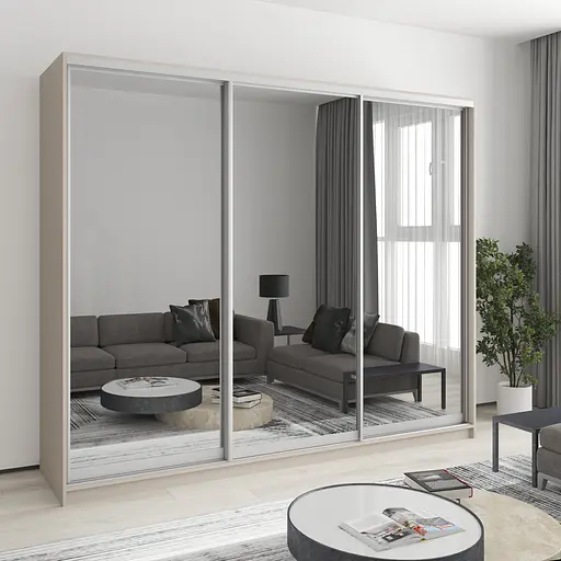 Шафа-купе тридверна MebelStar Комбо AL 3 Дзеркала 250x45x210 см Кашемір (MBS-3269)