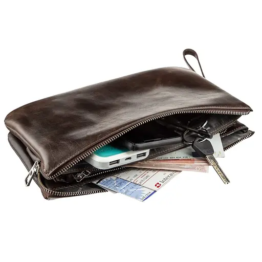 Чоловіча шкіряна барсетка GRANDE PELLE 26х14,5х4 см acs0016114 - фото 4