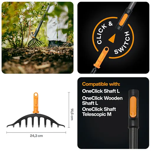 Граблі для троянд Fiskars OneClick 24 см, 10 зубів (1080676) - фото 3
