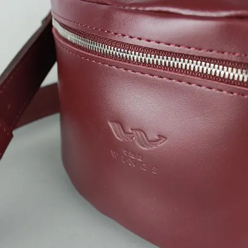 Шкіряна поясна сумка бордова - фото 4