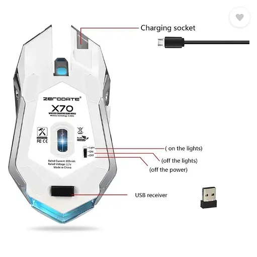 Комп'ютерна миша Zerodate X70 Білий - фото 3
