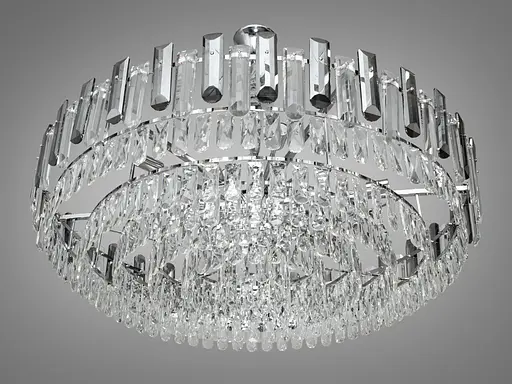Шикарна кругла кришталева люстра на 18 ламп, срібного кольору - фото 2