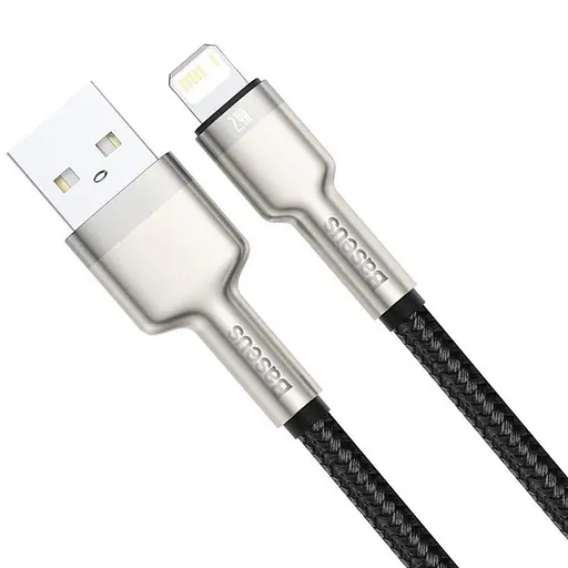 Кабель Baseus Cafule Series Metal Data Cable USB to IP 2.4A 0.25m Black - фото 3