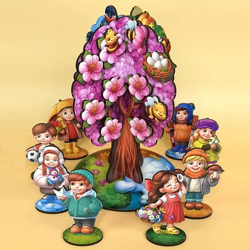 Детская настольная игра "Времена года абрикоса" Ubumblebees (ПСД295) PSD295 деревянная - фото 5