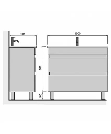 Тумба Мойдодир MoonShine 100 з умивальником Cosmo 100 підлогова Білий - фото 2