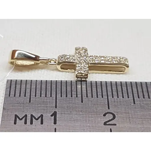 Золотий хрестик Qvaliz з фіанітами. 503-00667 - фото 3