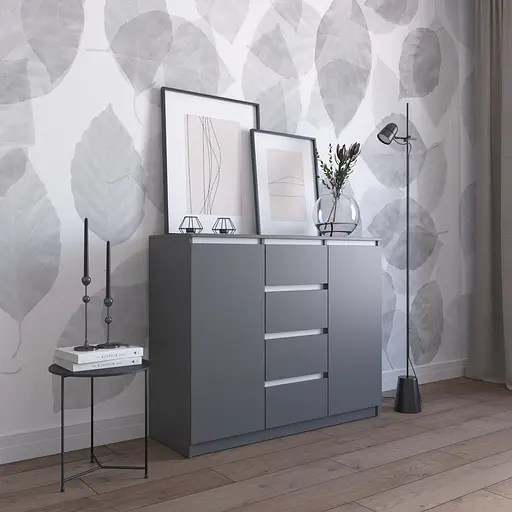 Комод Vays R-11, 4 шухляди та 2 відділення з полицями, без ручок, ЛДСП, 120×40×98 см - для спальні, вітальні, передпокою - фото 10