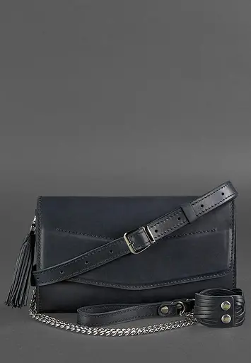 Женская кожаная сумка Элис синяя crazy horse - фото 5