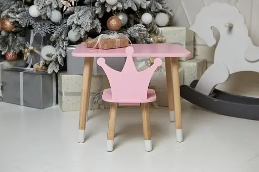 Дитячий прямокутний столик (Рожевий) та стільчик Корона (Рожева) - фото 5