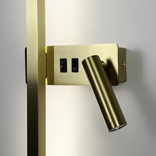 Латунне лінійне бра 120 см зі спотом справа та 2-ма вимикачами Арт. WB 121/1200 R AB Line F - фото 5