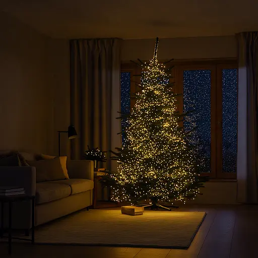 Новорічна гірлянда кімнатна Garlando D3000L100MWY Роса 100 м 3000 LED Хвойна лапа білий провід Жовте сяйво 