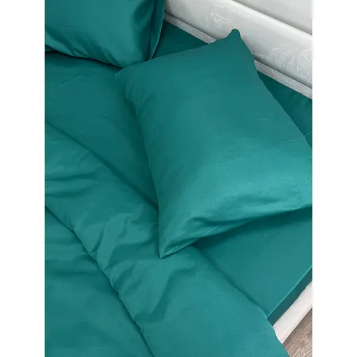 Комплект постільної білизни Ecotton Dark Green півтораспальний полісатин темно-зелений (25309) - фото 4