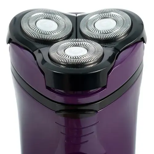 Электробритва Новый Харьков НХ-8503 Лидер Violet, 3W, роторная, сухое бритье, 3 головки для бритья, двойные лезвия, плавающая конструкция ножей, повторение контуров лица, питание сеть/аккумулятор, индикатор работы/включения, триммер для висков - фото 8