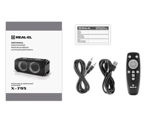 Портативная колонка Real-El X795 Boombox 70W Bluetooth, Echo Karaoke, TWS, RGB, Black - фото 10