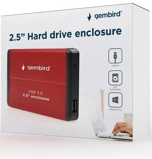 Зовнішня кишеня Gembird EE2-U3S-2-R для 2.5 SATA дисків, USB 3.0 (EE2-U3S-2-R) - фото 4