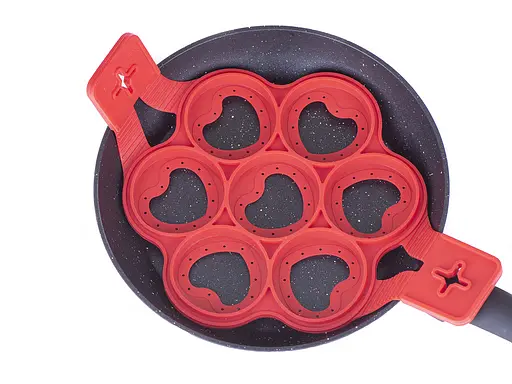 Силіконова форма для приготування оладок та яєчні у формі серця Cake Maker, A-plus Червоний 83896 - фото 2