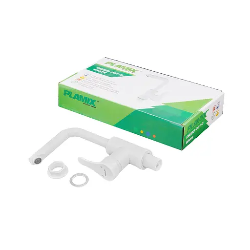 Змішувач для умивальника Plamix Diego-001-G white PM0656, Білий - фото 5
