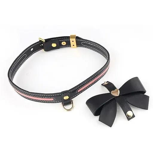 Поводок Lockink Sevanda Love Heart Butterfly LeaTher Collar Set - Black - фото 2