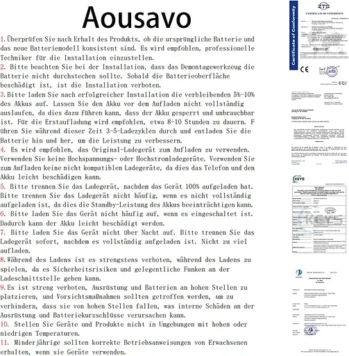 Aousavo AK-S3 Сменная литий-ионная батарея, совместимая с Emporia Smart 3 Mobile Phone Smart Seniors (Only Smart 3) - фото 8