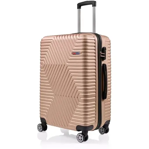 Чемодан Средний (М) Поликарбонат На 4-х Двойных Колесах 70л POLO ПК005-М Золотой