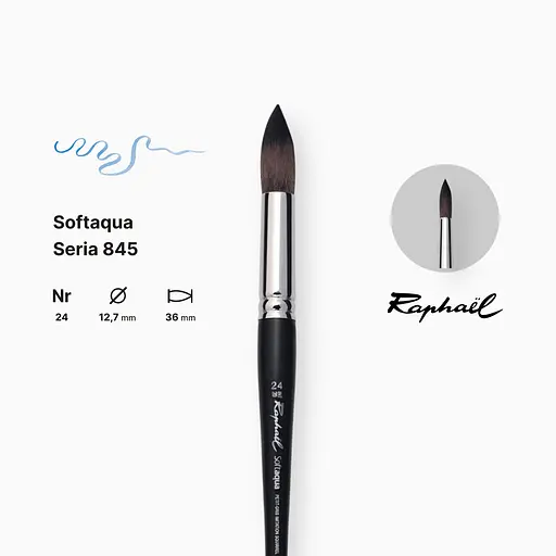 Кисть синтетика круглая Raphael Softaqua, №24, профессиональная, короткая ручка - фото 2
