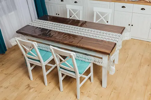 Силиконовая скатерть с молочным Версаче 160х160 см - фото 4