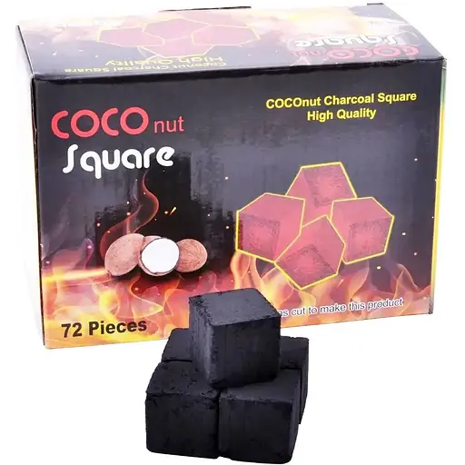 Вугілля Coco Square для кальяну кокосовий квадрат 40мм 1шт куб (10531) - фото 1