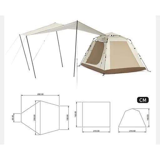 Намет тримісний автоматичний з тентом Naturehike Ango Picnic CNK2450WS021 (Коричневий) - фото 2