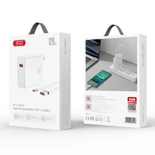 Зарядное устройство XO L128 120W выход USB-A с кабелем Type-C - фото 3