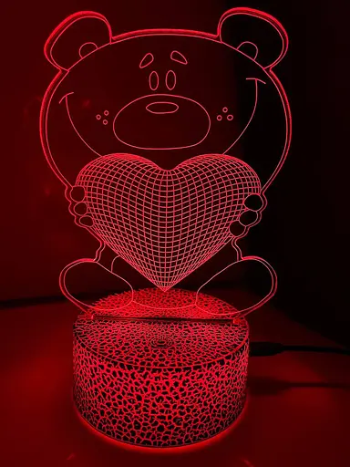 Світильник нічник 3D серце USB, акумулятор, ручка для написів - фото 2