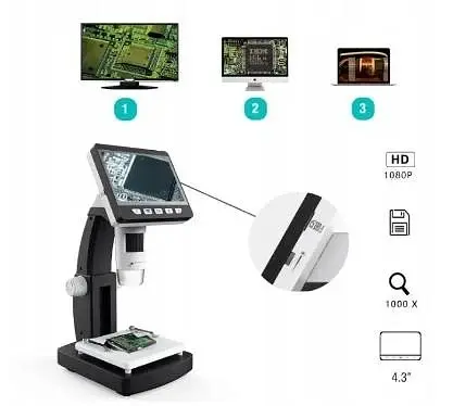 Профессиональный цифровой микроскоп INSKAM 306 с увеличением в 1000 раз с экраном 4,3 LCD-дисплей - фото 2