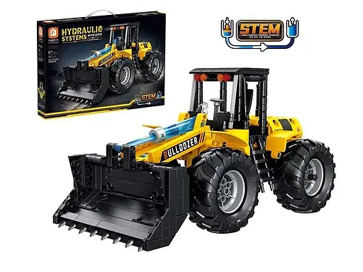 Конструктор "Бульдозер" 541 деталь, гідравлічний механізм, гумові шини FC9221