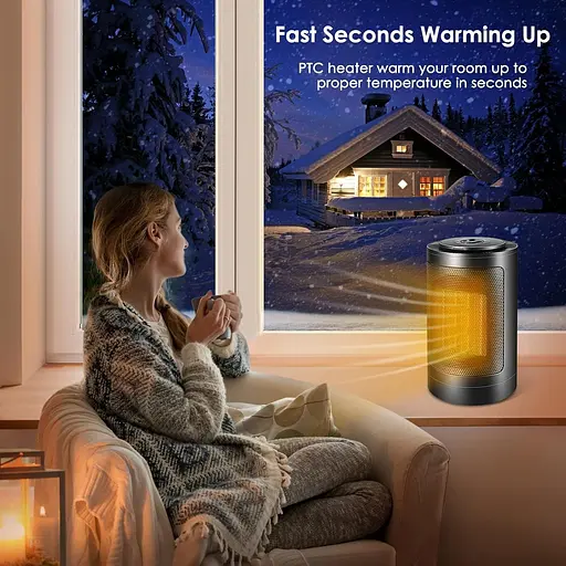 Электрический обогреватель Fane Brivennor, 750/1500 Вт, для помещений, быстрый, 70°, колебательный, портативный, 3-кратный, защитный, кер - фото 2