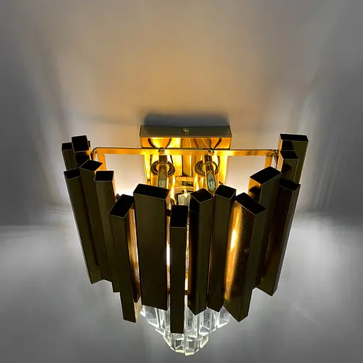 Кришталевий настінний світильник у золотому каркасі Line F WS 152/2 - фото 4