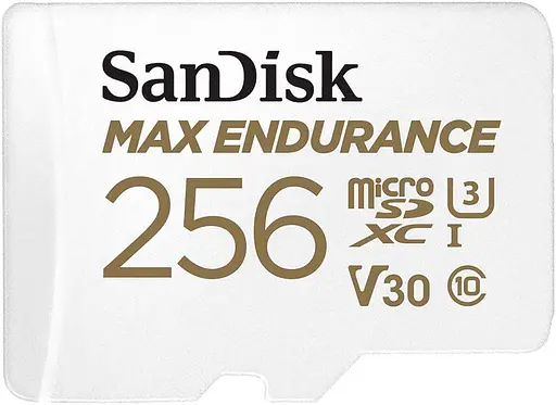 Карта памяти Sandisk microSDXC (UHS-1 U3) MAX Endurance 256Gb class 10 V30 (100Mb/s) (adapterSD) (SDSQQVR-256G-GN6IA) - фото 1