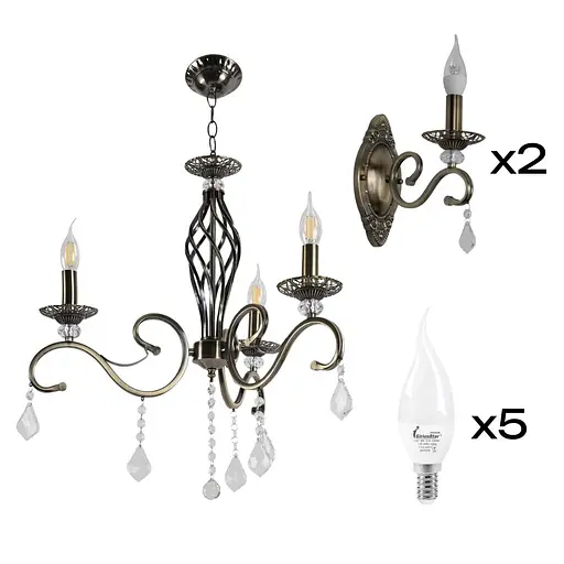 Комплект: Люстра VALESO B N1208/3 + 2 Бра B N1208/1W з лампочками